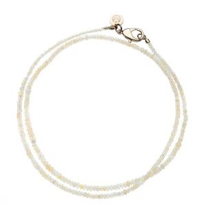 Jane Win Double Wrap Diamond Cut Beaded Necklace in Opal